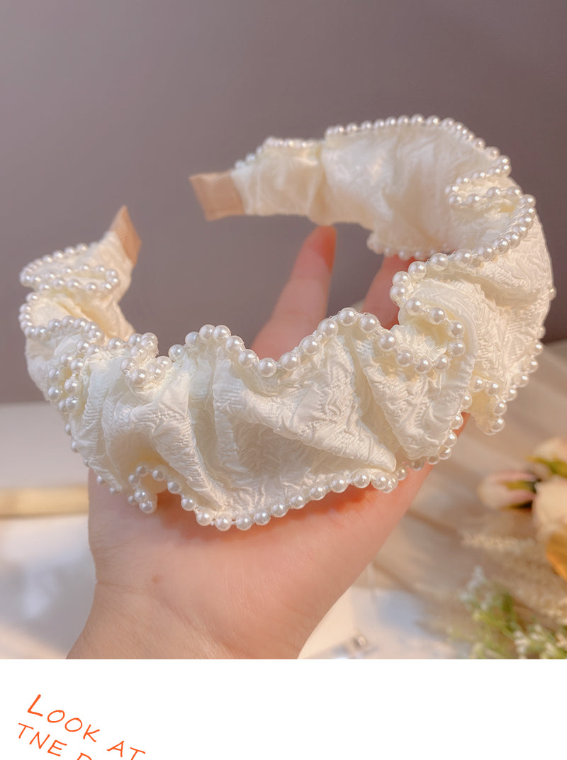 韓式人工髮箍 - 時尚白色珍珠髮箍