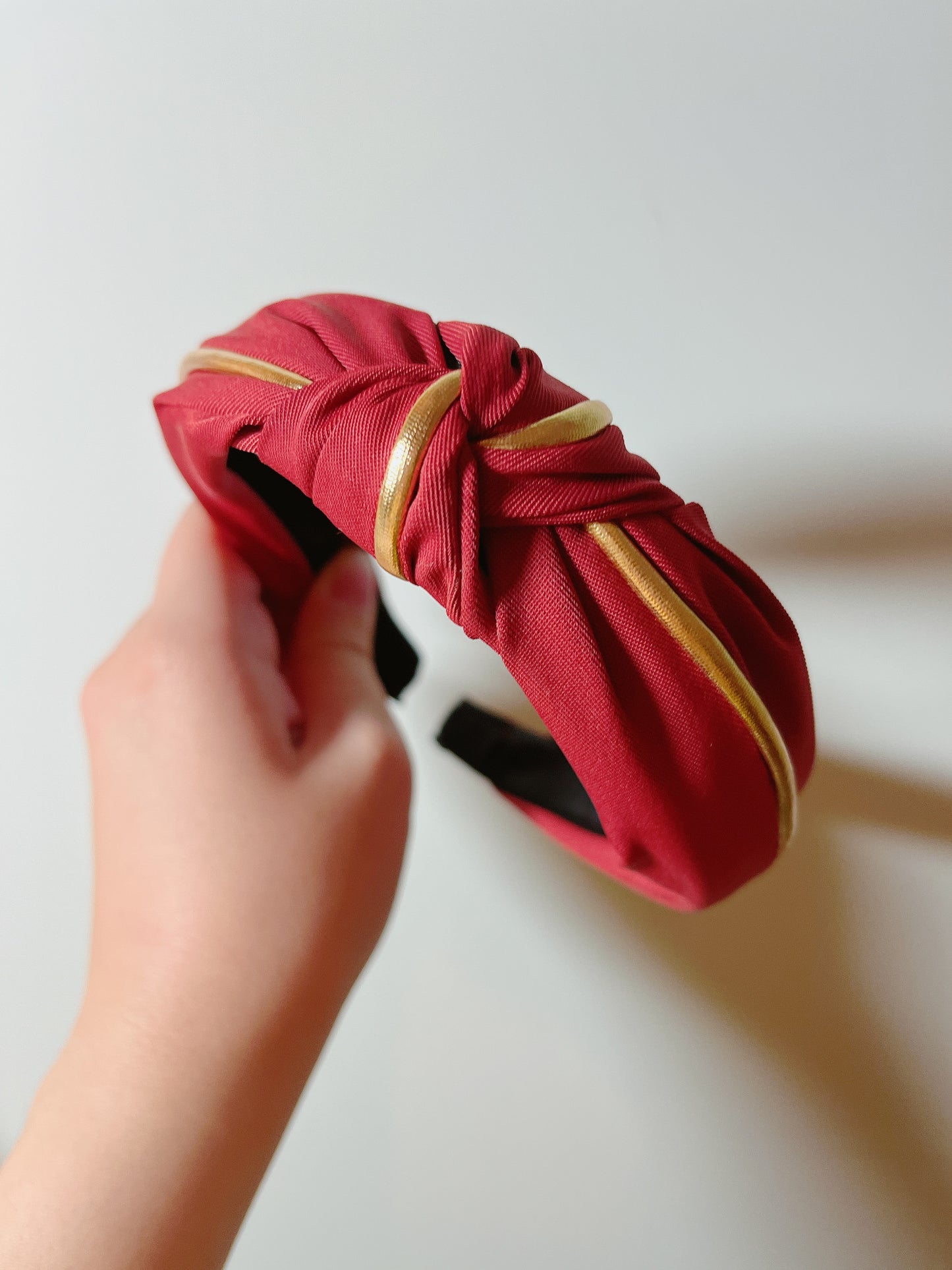 韓式人工髮箍- 磚紅色金邊髮箍