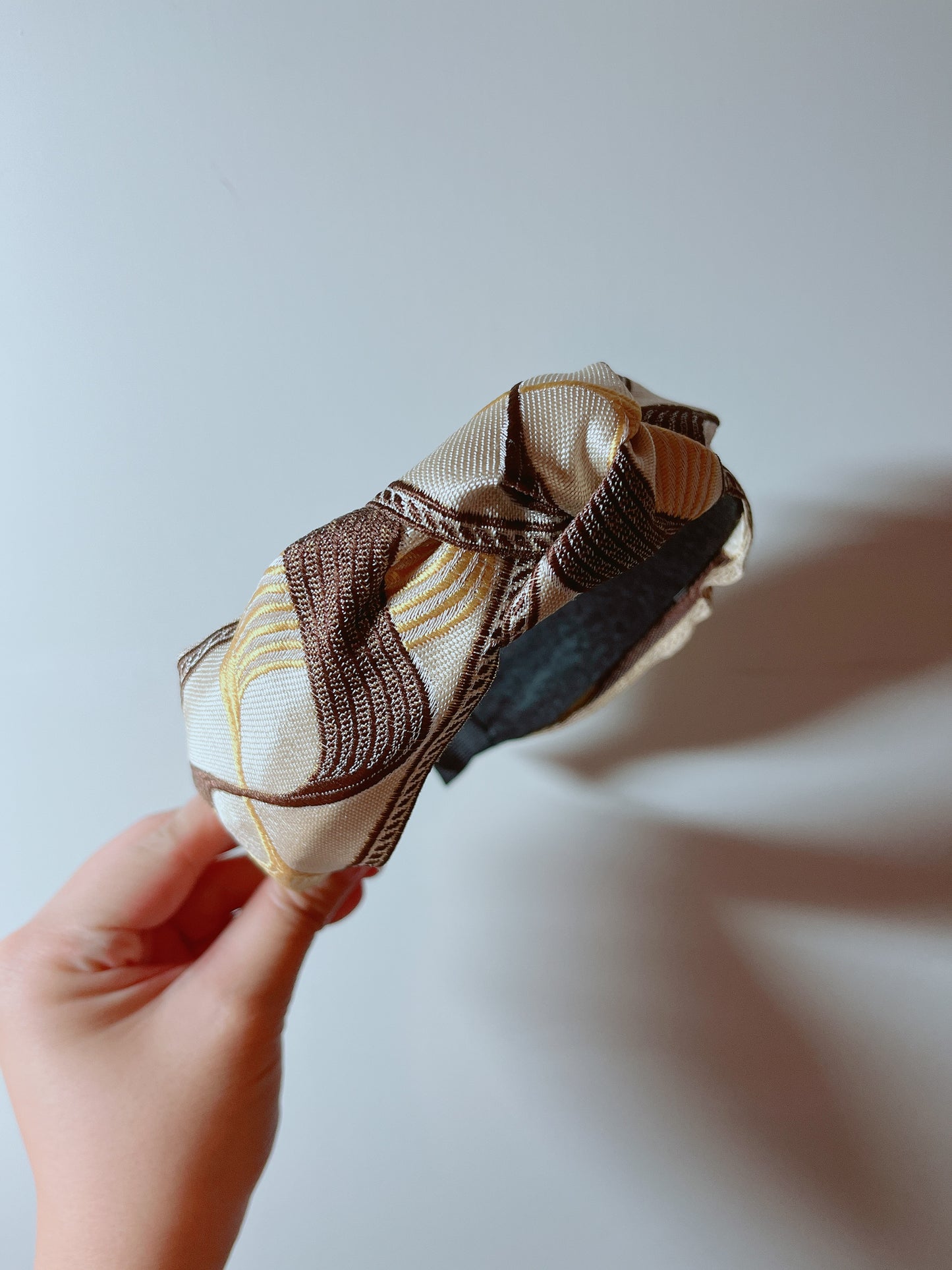 韓式人工髮箍- 復古金啡色花紋髮箍