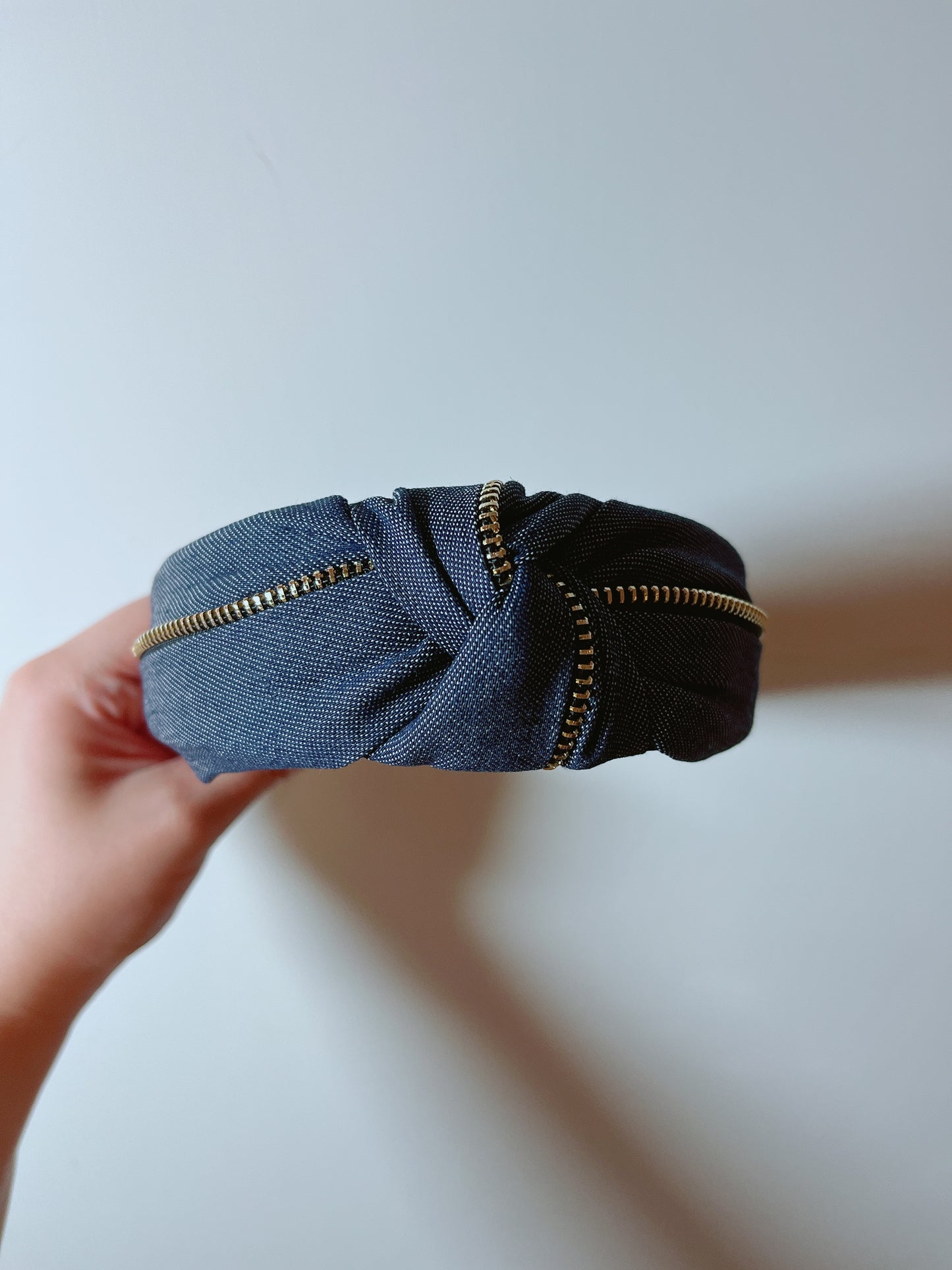 韓式人工髮箍 - 升級牛仔布款(拉鏈)