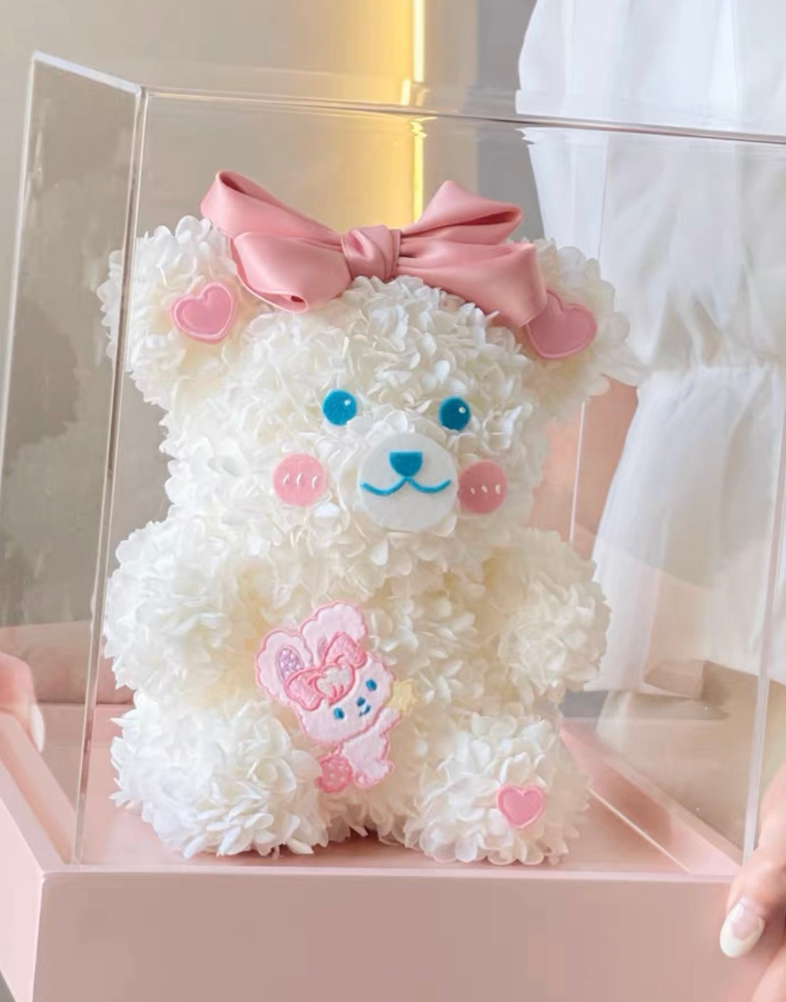 奶白色Care Bear繡球永生花