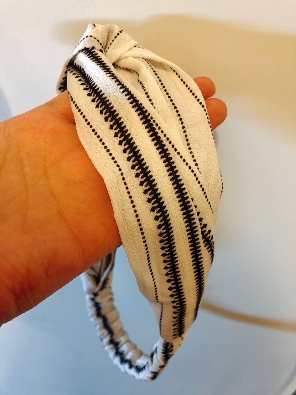 韓式人工髮帶- 白色間條髮帶