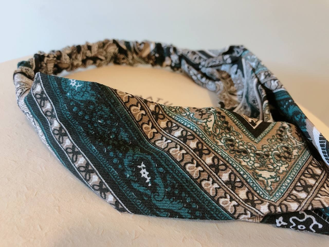 韓式人工髮帶 - 民族風(墨綠色)