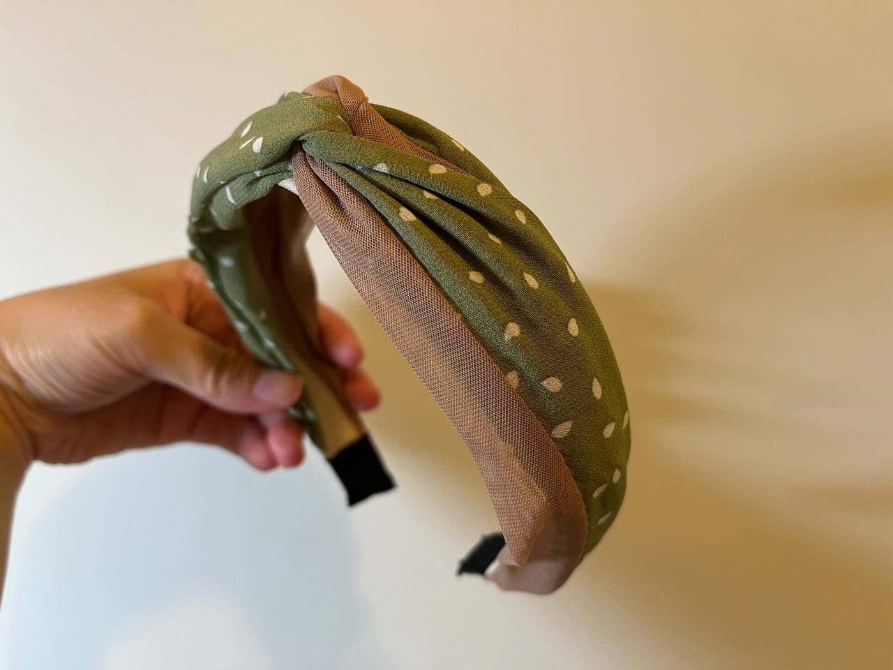 韓式人工髮箍- 綠色波點髮箍