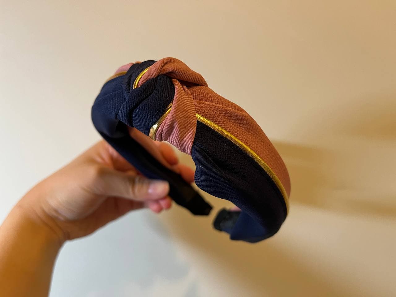 韓式人工髮箍- 深藍配粉紅色髮箍