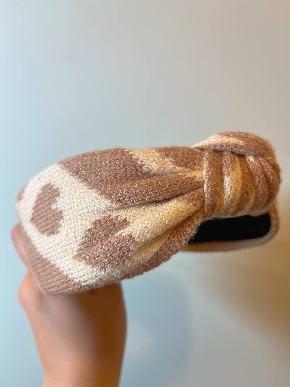 韓式人工髮箍- 卡其冷織髮箍