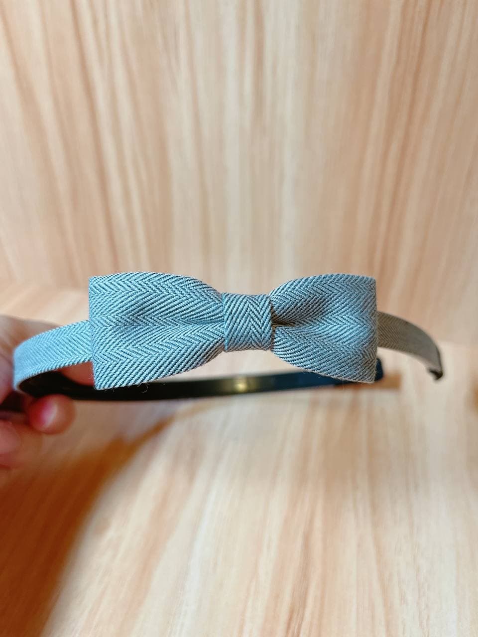 韓式人工髮箍 - 幼款蝴蝶(灰藍色)