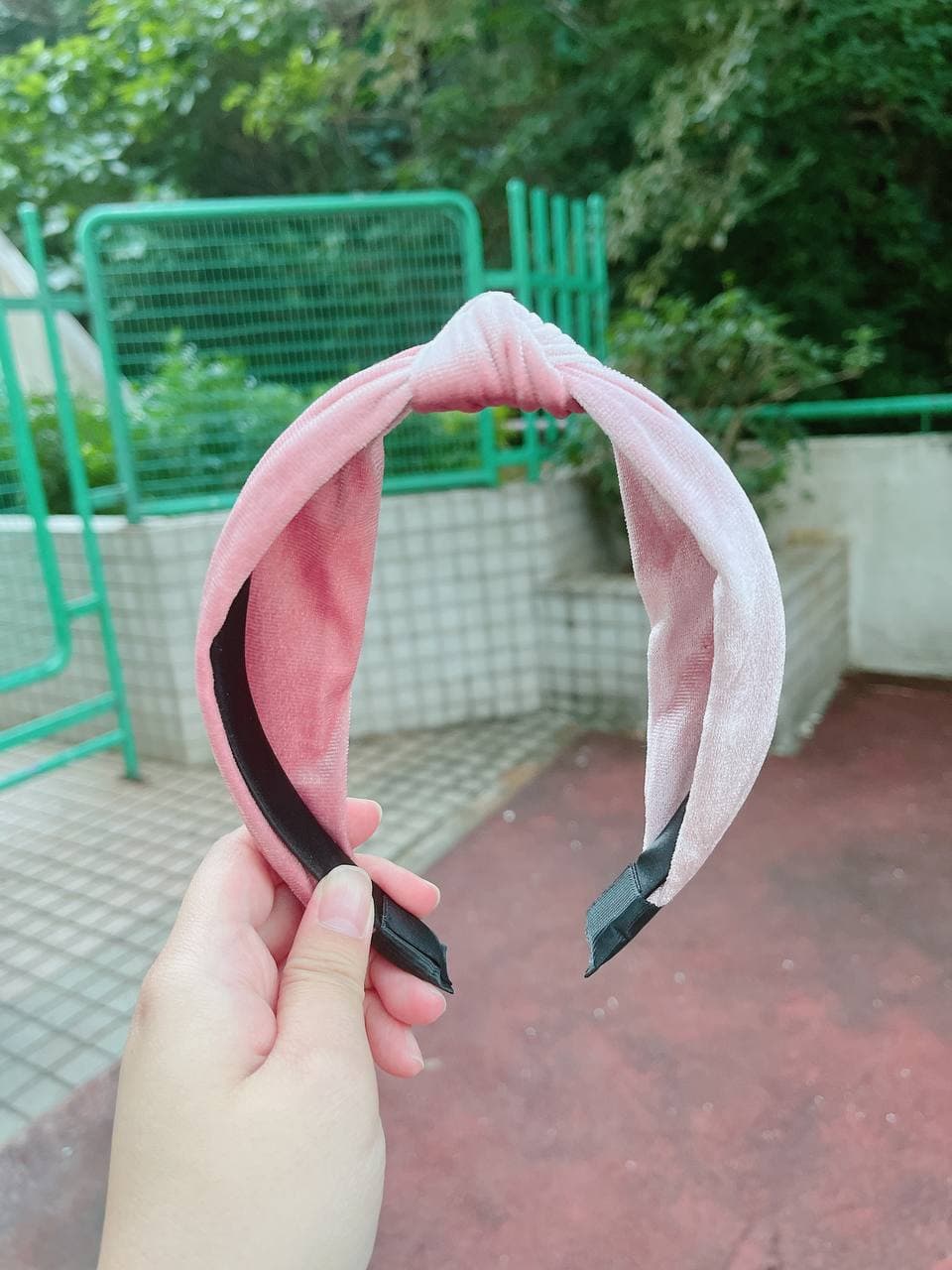 韓式人工髮箍- 粉紅絨布漸變髮箍