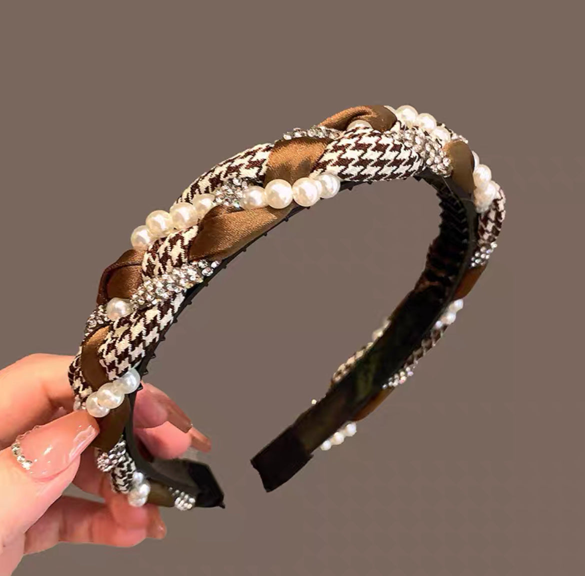 韓式人工髮箍- 珍珠髮箍 (黑色/啡色)