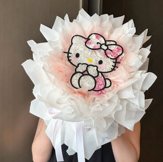 Hello Kitty 繡球永生花花束