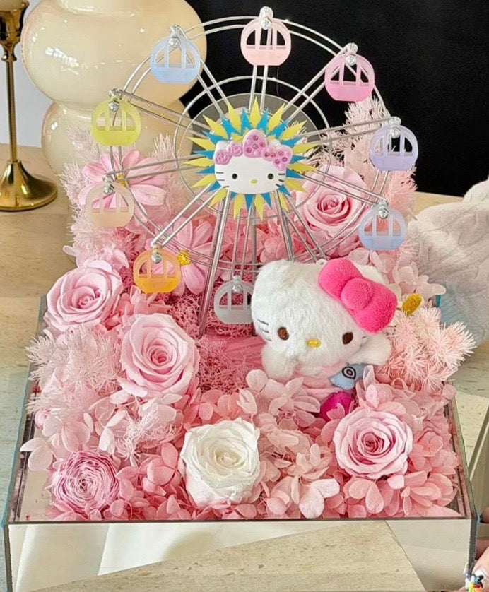 Hello Kitty 繡球永生花 (不包公仔-可代購買)