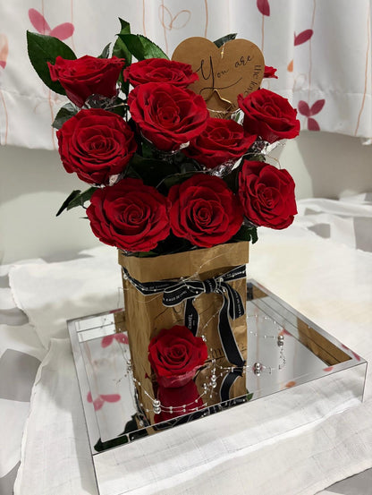 極光玫瑰永生花紙袋款