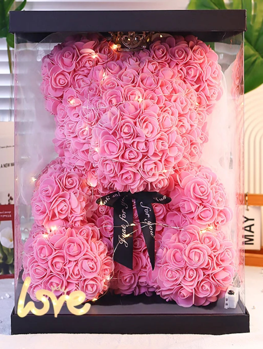 玫瑰熊香皂花禮盒(紅色/粉紅色)