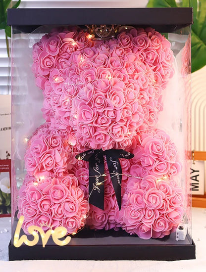 玫瑰熊香皂花禮盒(紅色/粉紅色)