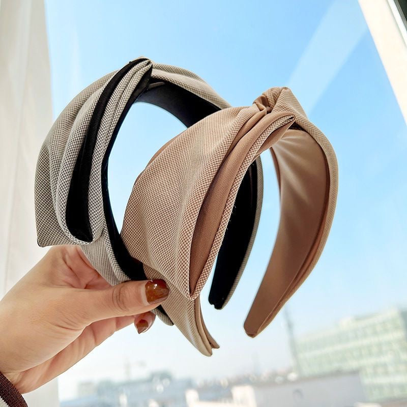 韓式人工髮箍 - 細紋卡其色髮箍