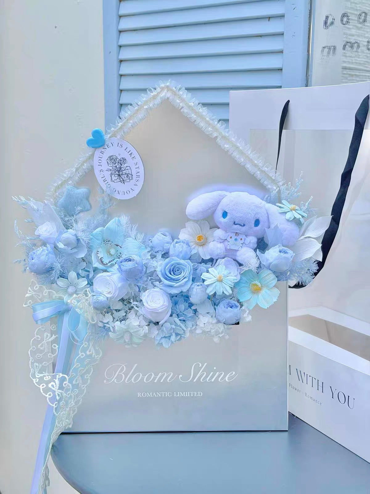 玉桂狗 信封花盒繡球永生花