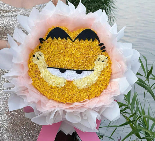 加菲貓 繡球永生花花束