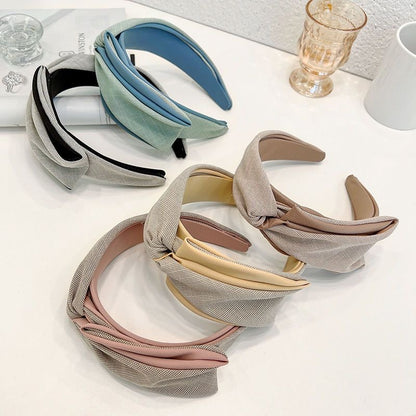 韓式人工髮箍 - 細紋卡其色髮箍