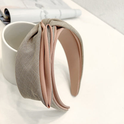 韓式人工髮箍 - 細紋卡其色髮箍