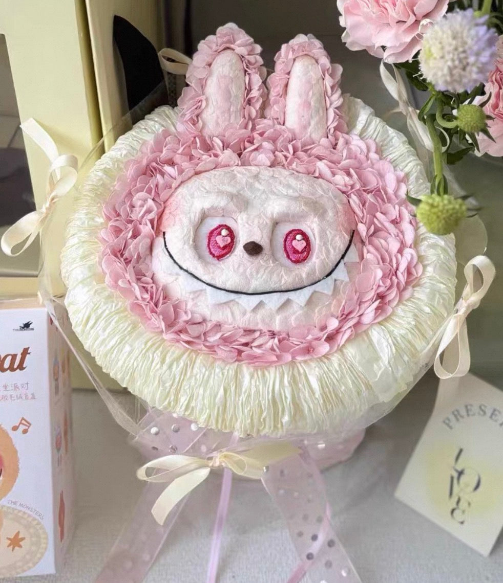 Labubu 繡球永生花花束