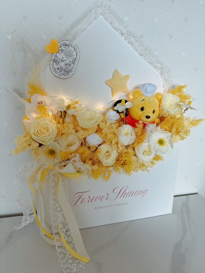 Winnie The Pooh 信封花盒繡球永生花