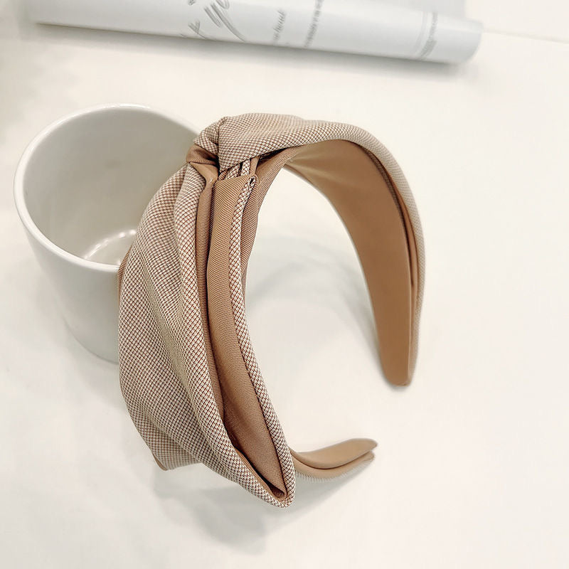 韓式人工髮箍 - 細紋卡其色髮箍