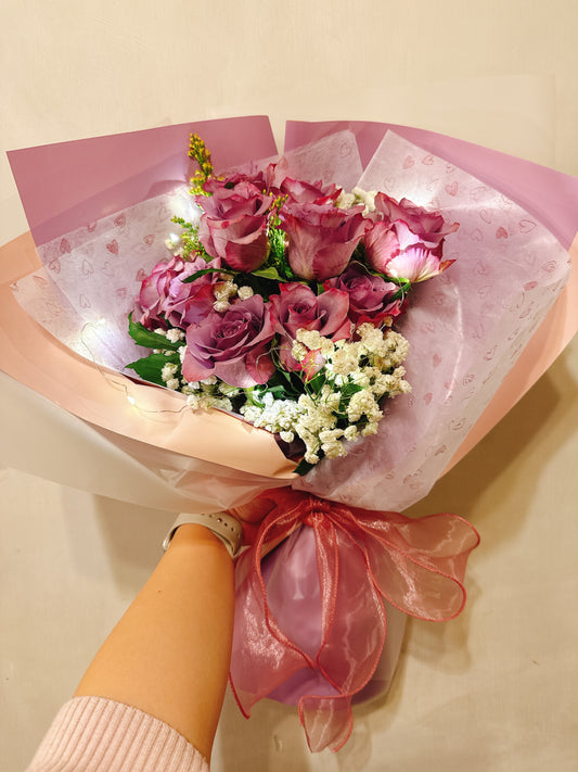 新鮮玫瑰花束 (9支/10支或更多）