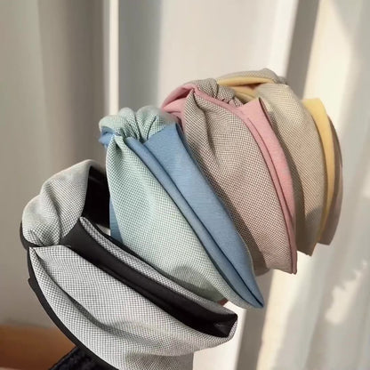 韓式人工髮箍 - 細紋卡其色髮箍