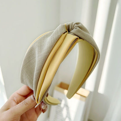 韓式人工髮箍 - 細紋卡其色髮箍