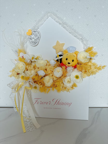 Winnie The Pooh 信封花盒繡球永生花