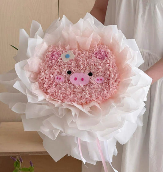 Lulu豬 繡球永生花花束