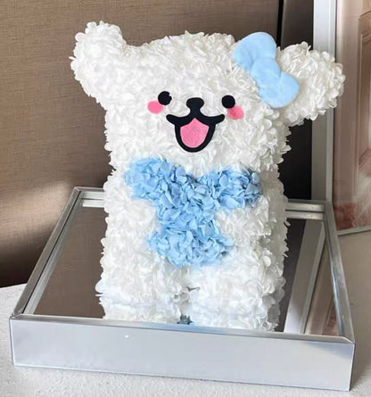 線條小狗 Maltese 繡球永生花 (2色）