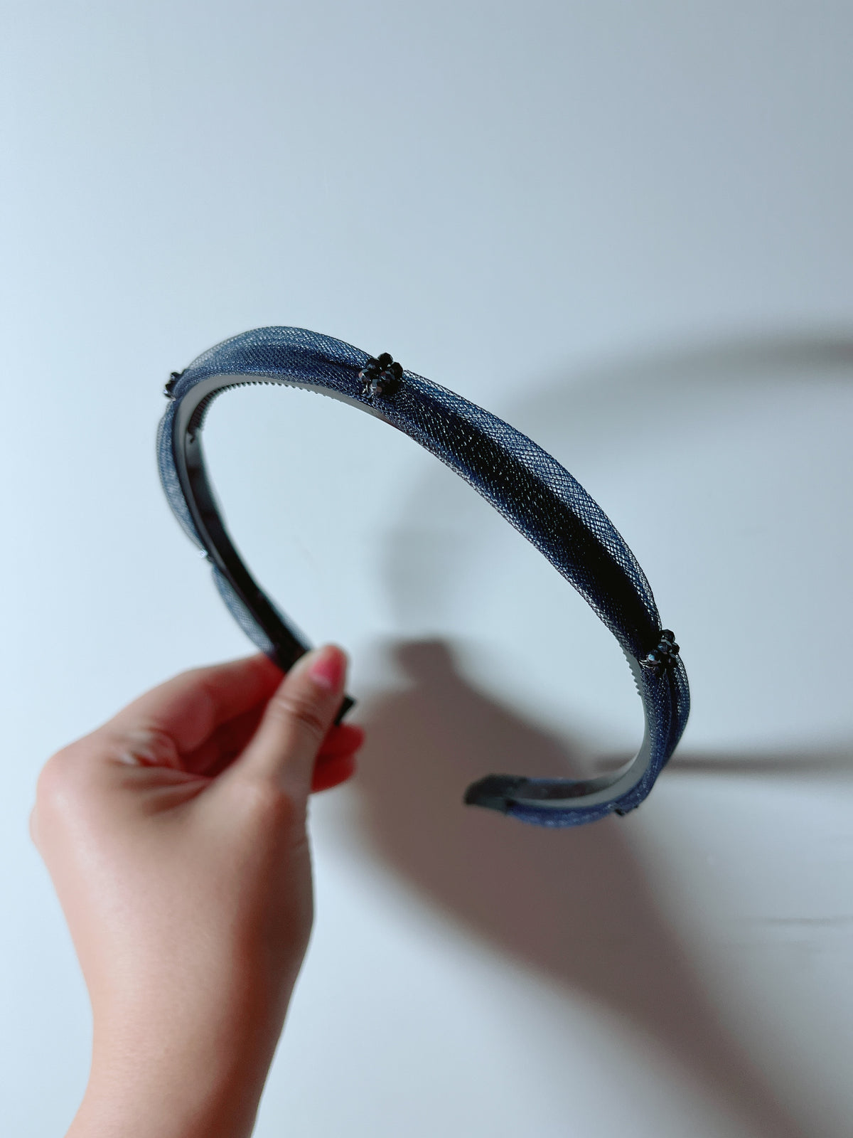 韓式人工髮箍-  閃石幼髮箍 （藍/黑）