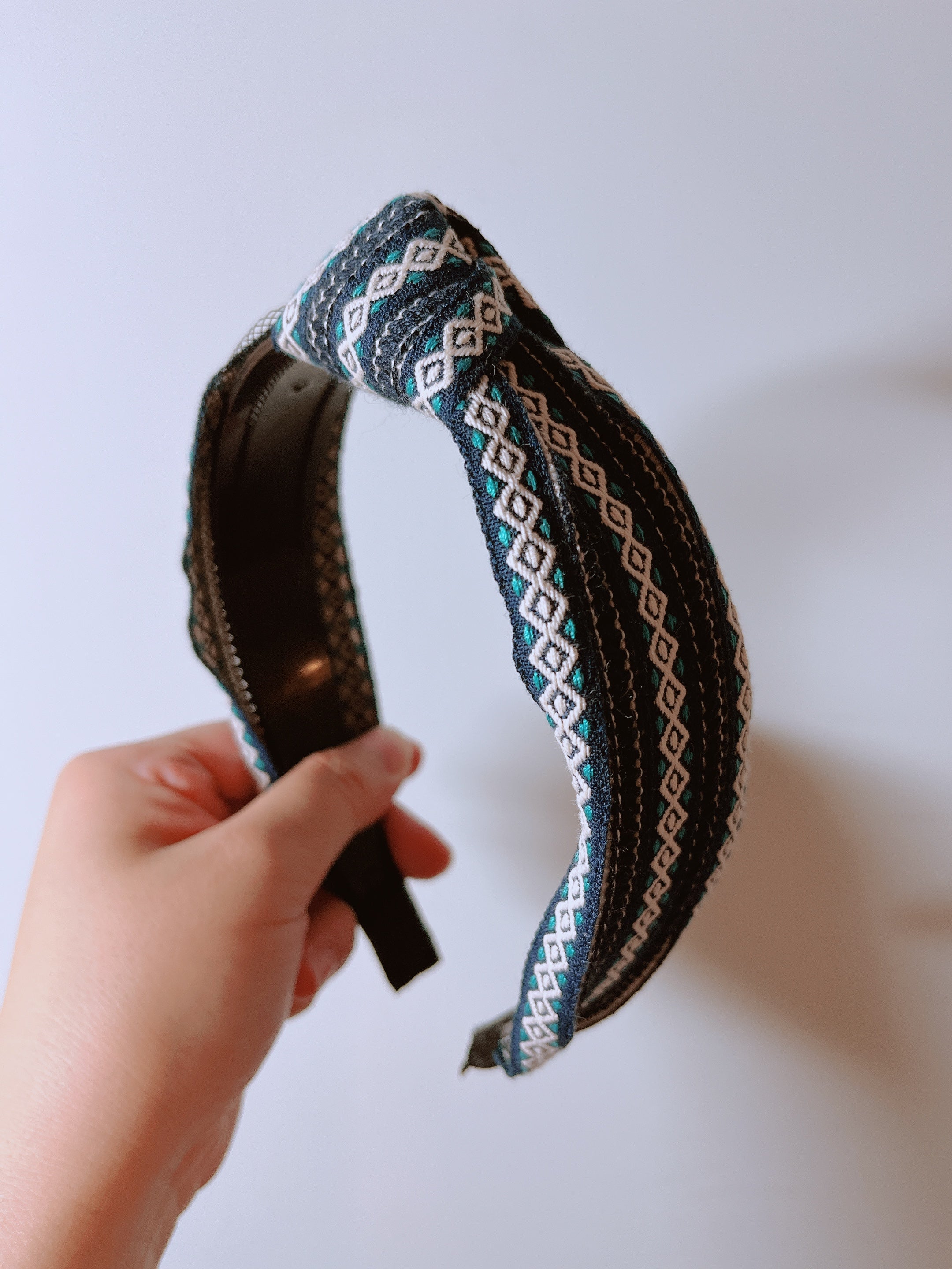 韓式人工髮箍 - 藍黑色民族髮箍