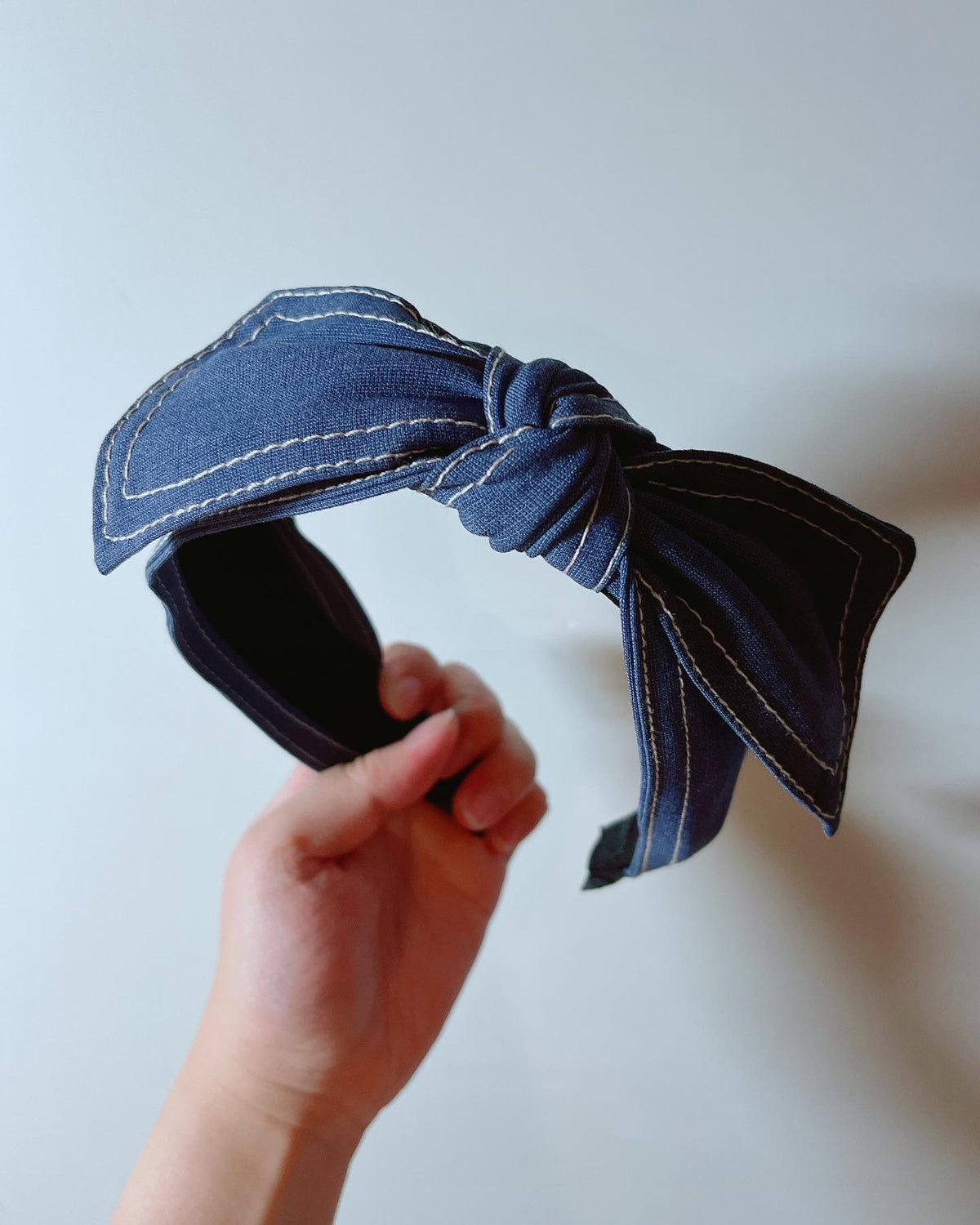 韓式人工髮箍-  深色蝴蝶牛仔布髮箍