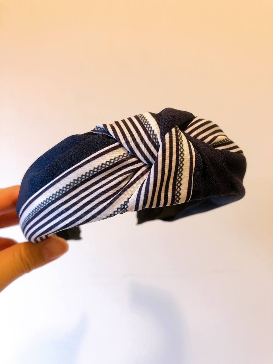 韓式人工髮箍- 藍白色間條髮箍