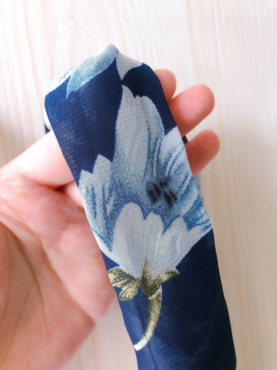 韓式人工髮帶 - 藍底小白花
