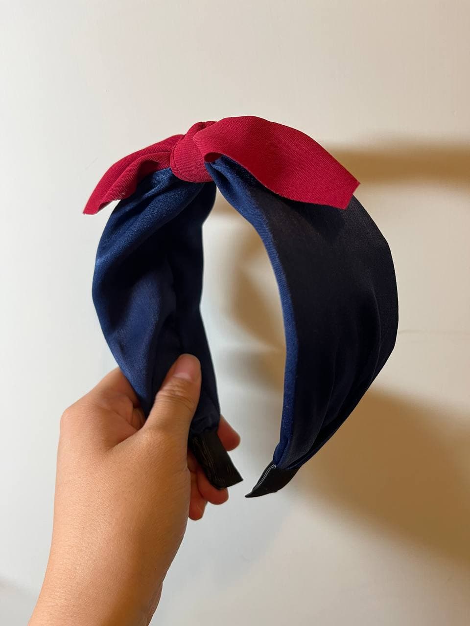 韓式人工髮箍- 深藍色紅蝴蝶結髮箍