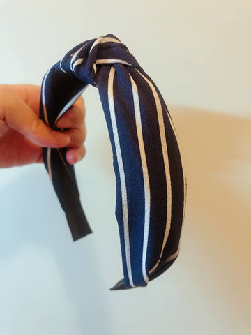 韓式人工髮箍- 深藍白間條髮箍