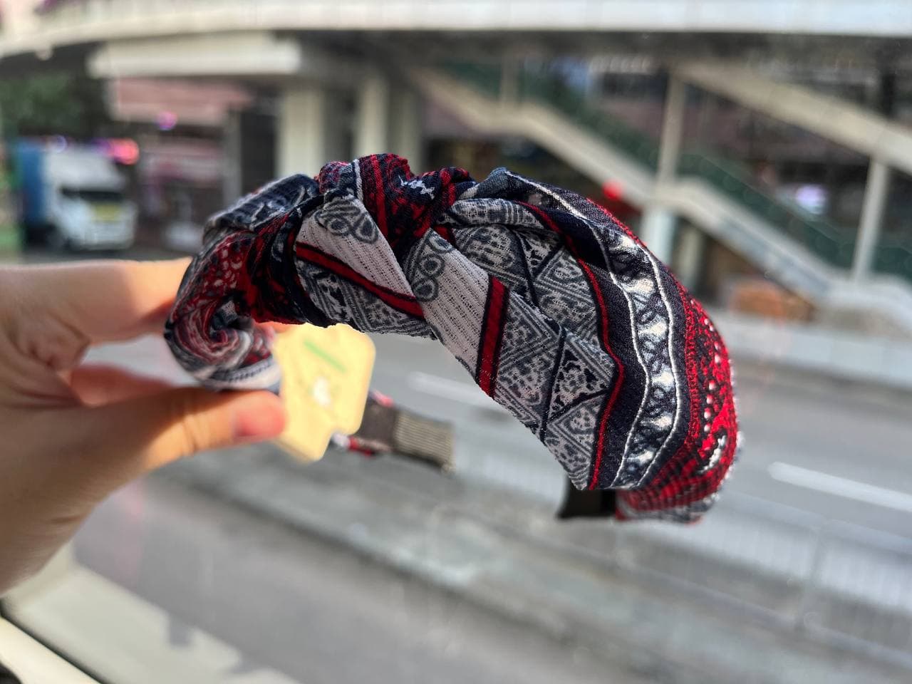 韓式人工髮箍- 民族風紅黑色髮箍