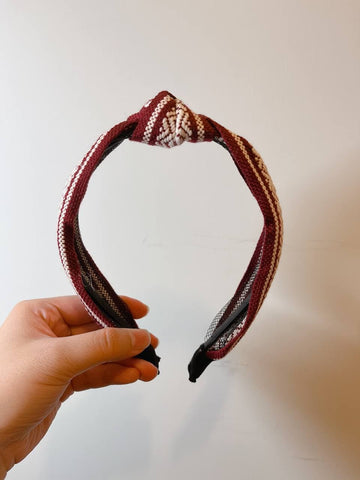韓式人工髮箍-  紅白色花紋髮箍
