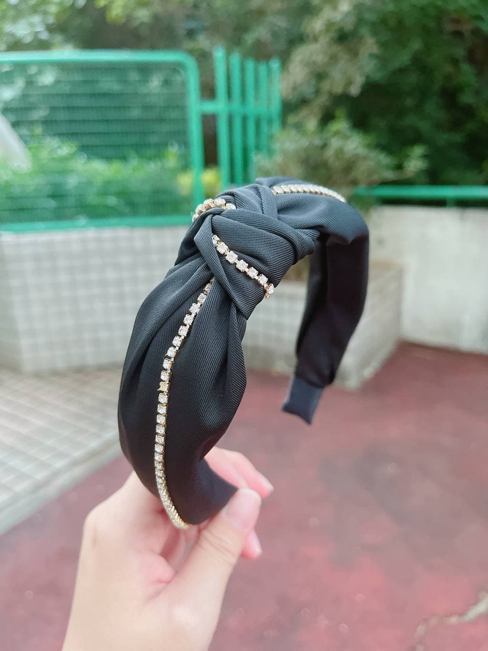 韓式人工髮箍-  黑色閃石髮箍