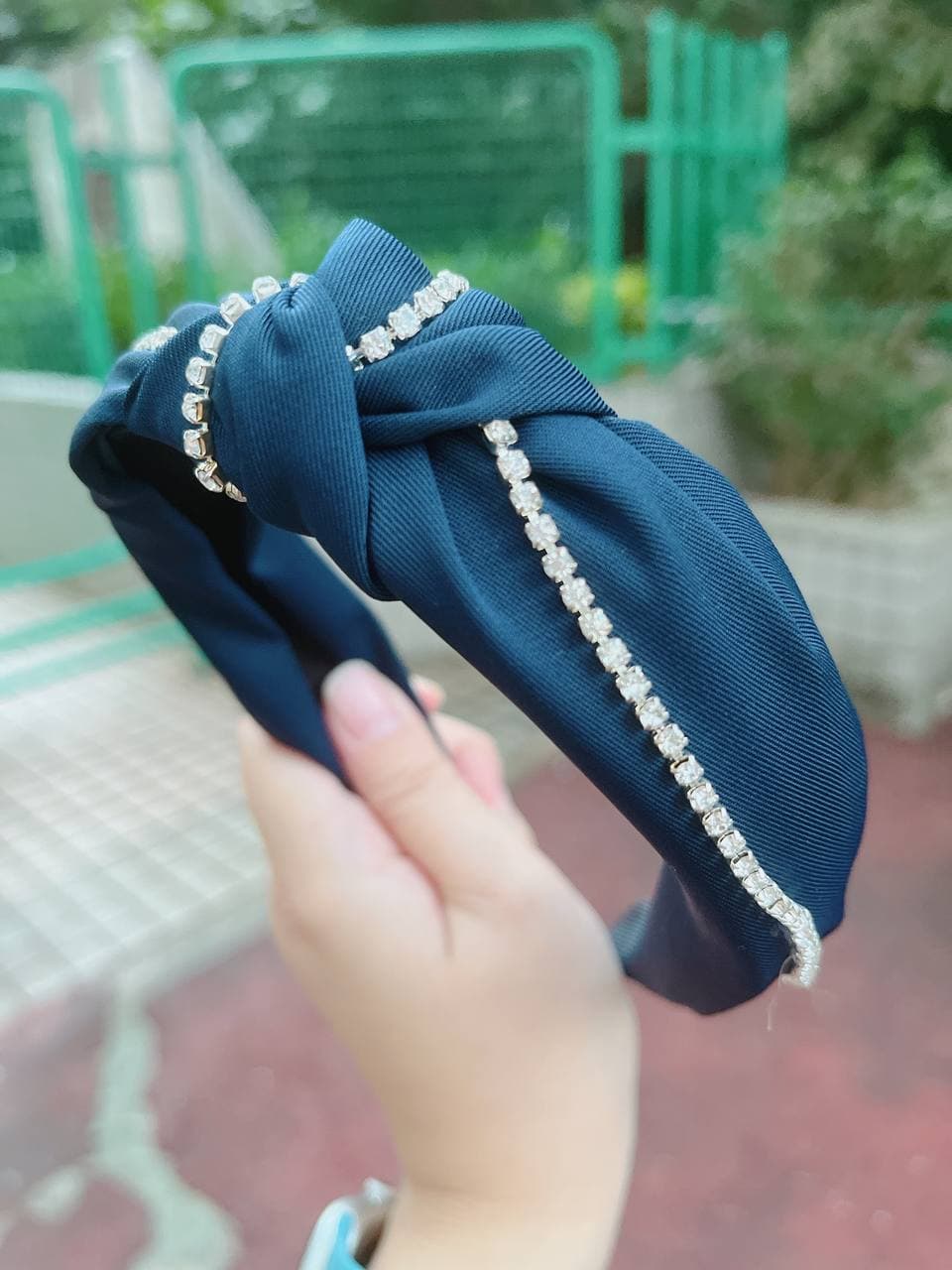 韓式人工髮箍-  深藍色閃石髮箍