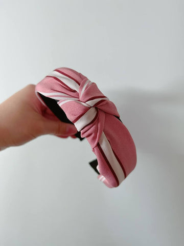 韓式人工髮箍- 粉紅色白間髮箍