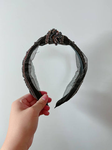韓式人工髮箍- 閃亮黑色珠片髮箍