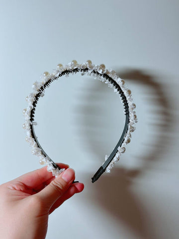 韓式人工髮箍 - 特色白色花邊髮箍